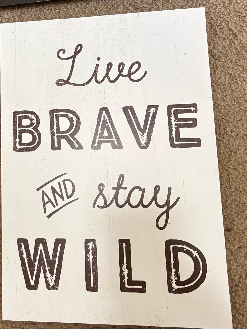Hobby Lobby Live Brave and Stay Wild Sign - Brown on Cream